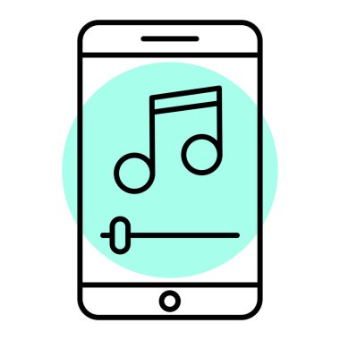 Müzik uygulaması simgesi vektör illüstrasyon tasarımlı akıllı telefon