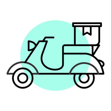 Scooter ikonu. Web için dağıtım kamyonu vektör simgelerinin ana hatları