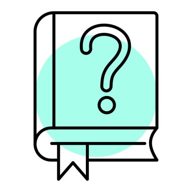 Soru işareti simgesi olan bir kitap. Web tasarımı için kitap vektör simgelerinin özet çizimi