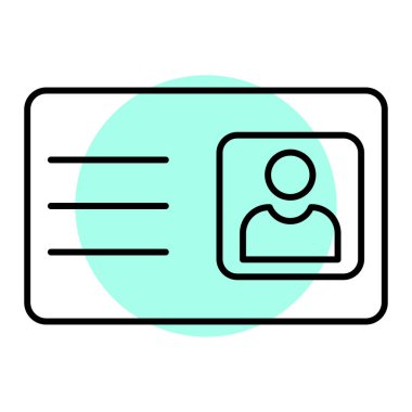 İleti simgesiyle birlikte kimlik kartı. Siyah çizgili özet sembolü