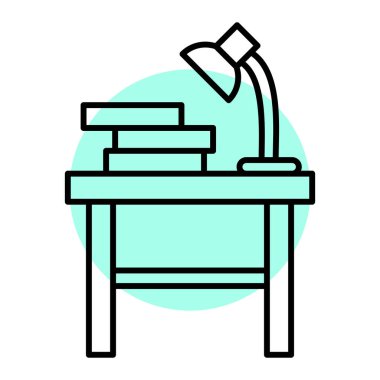 Kitaplı okul masası ve kitap vektör çizimi tasarımı