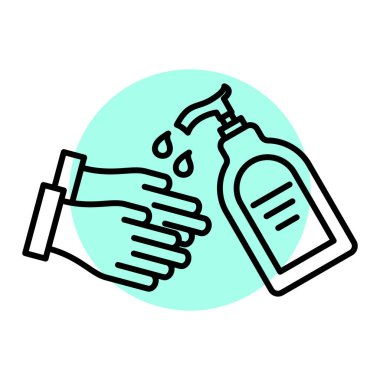 Sıvı ikon vektör çizim tasarımlı el yıkama şişesi