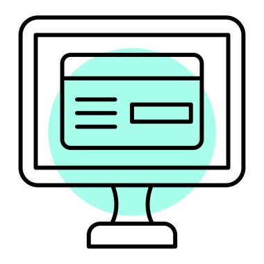 Bilgisayar monitörü simgesi. Web için dizüstü bilgisayar vektör simgelerinin özet çizimi