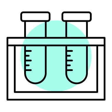 Sıvı ikon vektörlü test tüpü. Laboratuvar cam levhası. izole edilmiş sembol çizimi