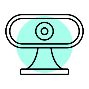 Web ve mobil uygulama tasarımınız için beyaz arkaplanda izole edilmiş web kamerası simgesi vektörü, bilgisayar logosu kavramı