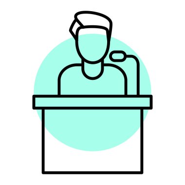 Konuşma kabarcığı vektör çizimi olan adam