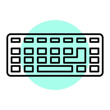 Web ve mobil uygulama tasarımınız, bilgisayar logosu konseptiniz için beyaz arkaplanda izole edilmiş klavye simgesi vektörü