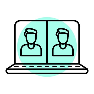 İnsanlı dizüstü bilgisayar ve bilgisayar vektör çizimi