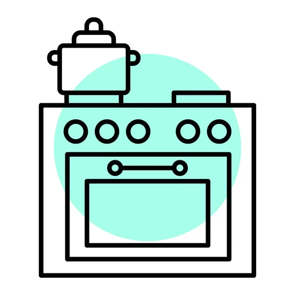 Cucina Icona Stufa Illustrazione Schematica Delle Icone Vettoriali Del Forno — Vettoriale Stock