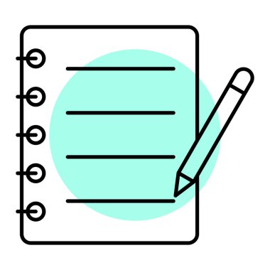 Kalem ve not defteri vektör illüstrasyon tasarımlı kalem