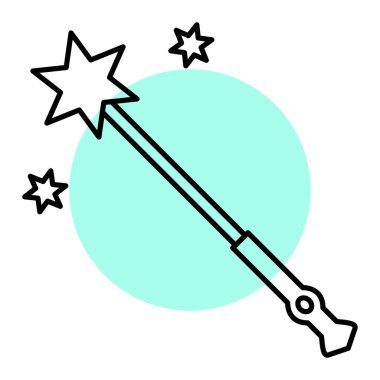 Kılıçlı sihirli değnek ve yıldız vektör illüstrasyon grafik tasarımı