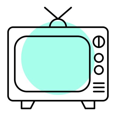 Televizyon ikonu. Beyaz arka planda siyah çizim. vektör izole