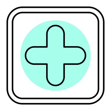 Hastane simgesi beyaz arka planda izole edildi. Vektör illüstrasyonu