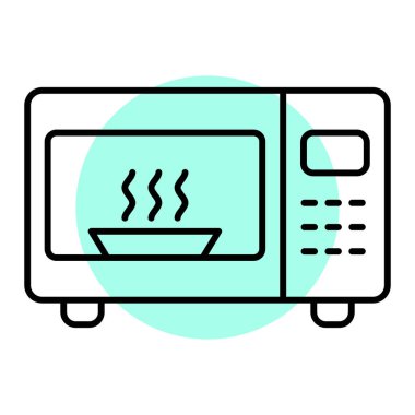 mikrodalga fırın ikonu vektörü. İnce çizgi işareti. izole edilmiş sınır sembolü çizimi