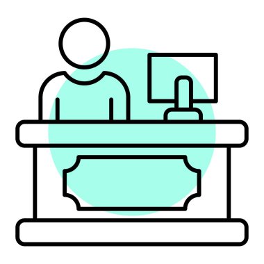 İş, eğitim, eğitim, öğrenme, ofis, masa, masa ve diğer satır simgesi. vektör