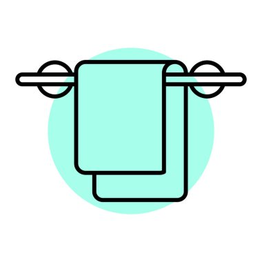 Mutfak havlusu ve ikon vektörü. İnce çizgi işareti. izole edilmiş sınır sembolü çizimi