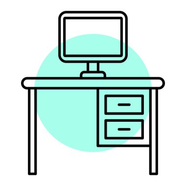 ofis masası ile bilgisayar vektör illüstrasyon tasarım