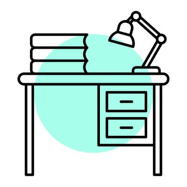 Masa lambası ikonu. Web için kitap vektörlerinin özet çizimi ve biçim simgeleri