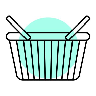 Alışveriş sepeti ikonu. Beyaz arkaplanda izole edilmiş web tasarımı için süpermarket arabası vektör simgelerinin basit çizimi