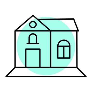 Ev binası ikonu. Ev vektörünün özet çizimi ve biçim simgelerini doldur. düzenlenebilir vuruş.