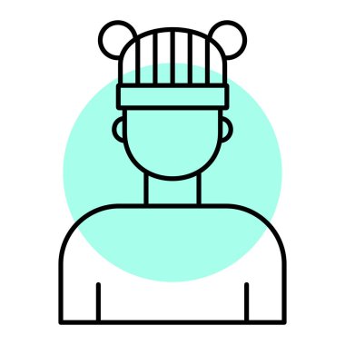 Şapka ikonlu adam. Taslak insanlar vektör illüstrasyonu. beyaz arkaplanda izole