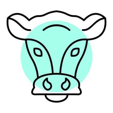 İnek kafası ikonu. Web için domuz vektör simgelerinin özet çizimi