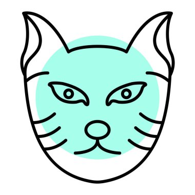 Kedi suratlı ikon. Web için sevimli kedi yavrusu vektör simgelerinin özet çizimi