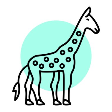 Çizgi film tarzında zürafa simgesi beyaz arkaplan vektör çiziminde izole edildi