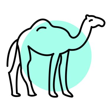 Beyaz arkaplanda karikatür biçiminde deve simgesi izole