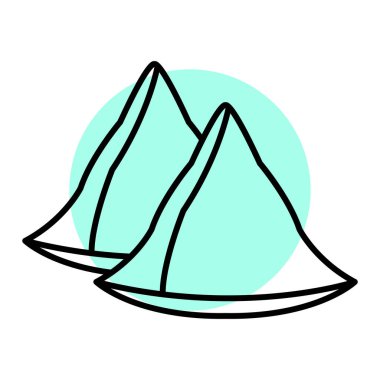 Beyaz zemin üzerinde volkan ikonu. renkli vektör illüstrasyonu