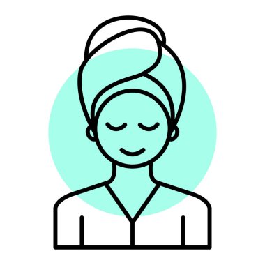 Şapka ve havlu vektör illüstrasyon grafik tasarımlı kadın