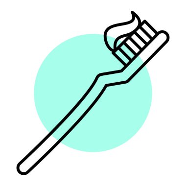 Diş fırçası ikonu. Web için diş macunu vektör simgelerinin özet çizimi