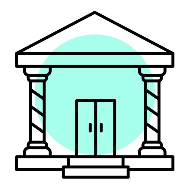 Banka binası ikonu. Web için adliye vektör simgelerinin özet çizimi