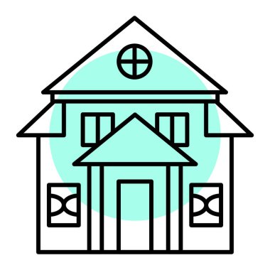 Ev binası ikonu. Web için ev vektör simgelerinin özet çizimi