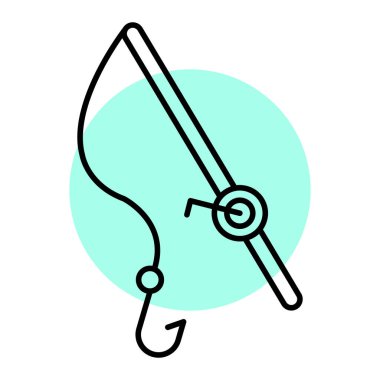 Balık kancası ikonu. Web için balık vektör simgelerinin özet çizimi