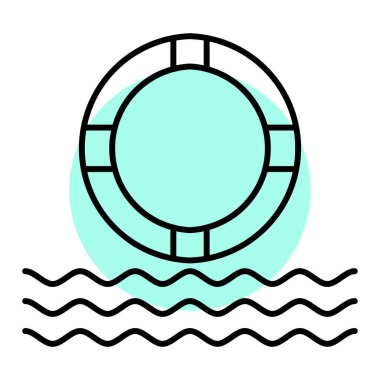 Yüzme havuzu ikonu. Web için yaşam şamandırası vektör simgelerinin özet çizimi