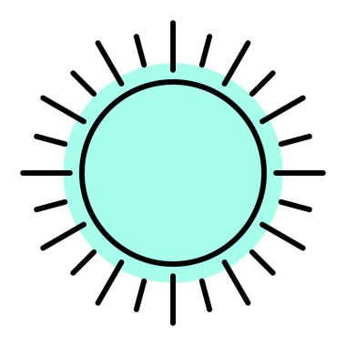 Güneş ikonu. Düz dizayn. vektör illüstrasyonu.