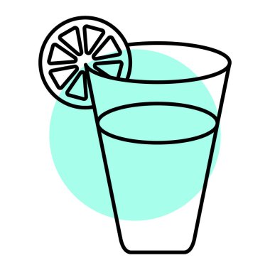 Limon ve saman vektör illüstrasyon tasarımlı kokteyl