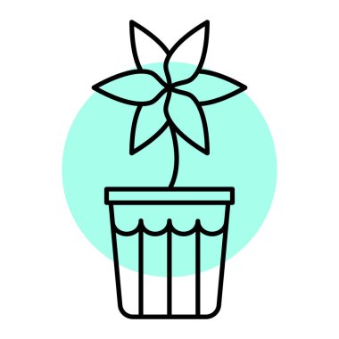 Yapraklı saksı vektör illüstrasyon tasarımı