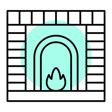 Şömine ikonu. Ağ için ahşap kapı vektör simgelerinin özet çizimi