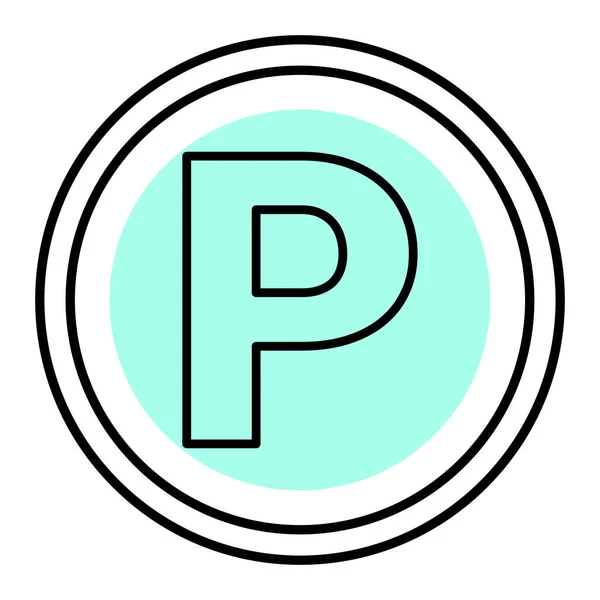 Ikona Parkovacího Znaku Symbol Tenké Čáry Kulatý Plochý Design Vektorová — Stockový vektor