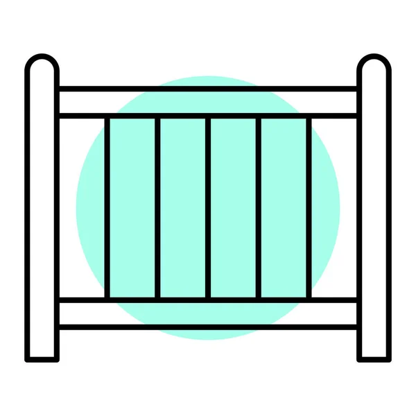 Wooden Fence Icon Cartoon Style Isolated White Background Vector Illustration - Stok Vektor