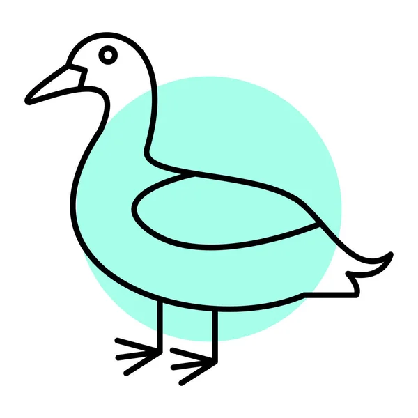 Duck Ikonen Kontur Illustration Fågel Vektor Ikoner För Webben — Stock vektor