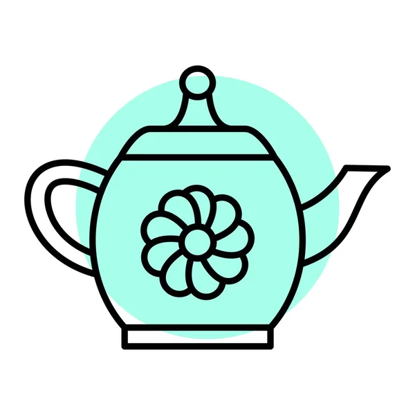 Theepot Met Theepot Kopje Koffie Vector Illustratie Ontwerp — Stockvector