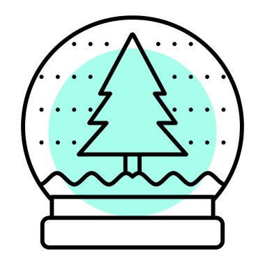 Kar ikonu vektör illüstrasyon tasarımlı Noel ağacı