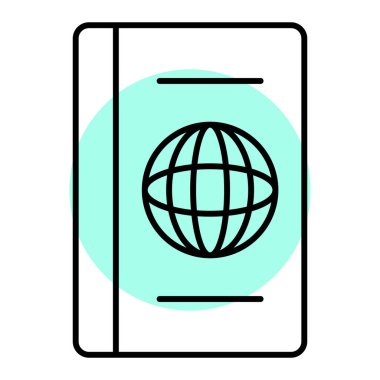 Bir kitap ikonuyla pasaport. vektör illüstrasyonu