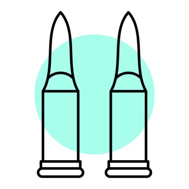 Siyah ve beyaz çizgili kurşun ikonu arka planda izole edilmiş. Renkli ve haki rengi bir ordu elbisesi. vektör