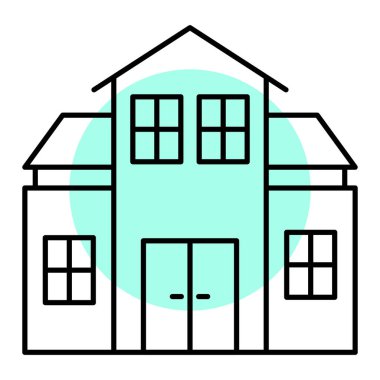 Ev binası ikonu. Web için emlak vektör simgelerinin özet çizimi