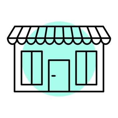 dükkan ikonu. Web için alışveriş arabası vektör simgelerinin özet çizimi