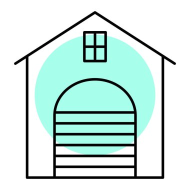 Ev binası ikonu. Ağ için ahır vektör simgelerinin özet çizimi